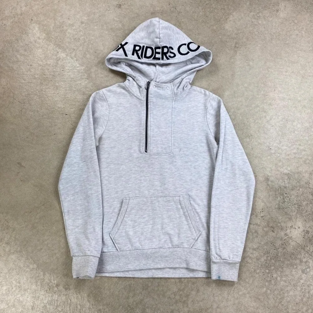 Vintage Y2K Fox Racing Sweatshirt Size Small Gray Motocross 1/2 Zip Hoodie